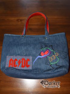 Сумка tote bag с ручной вышивкой AC/DC ДТ-01